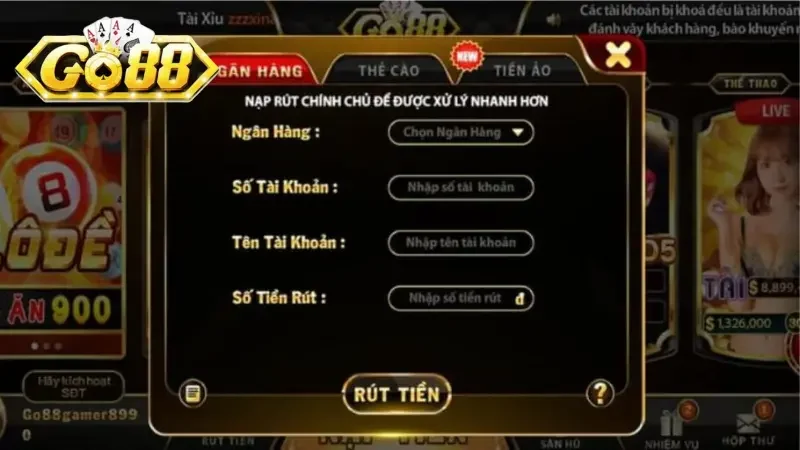 Hướng dẫn thực hiện rút tiền Go88 chính xác 2025